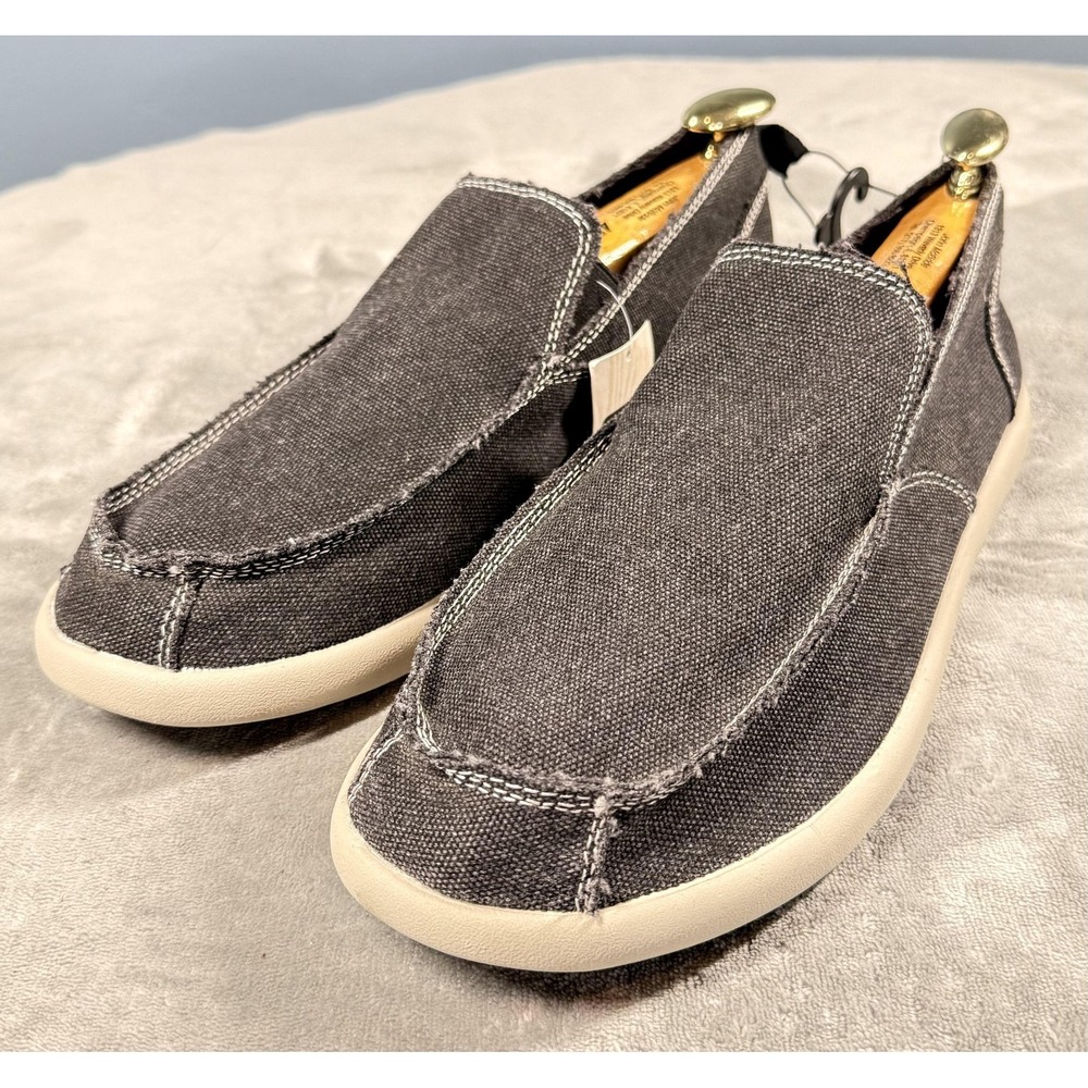 OP Shoes Mens Size 10 Black Canvas Slip On Casual Lightweight Comfort Loafers